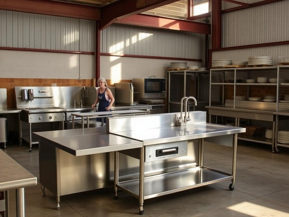Used stainless steel kitchen work tables and counters