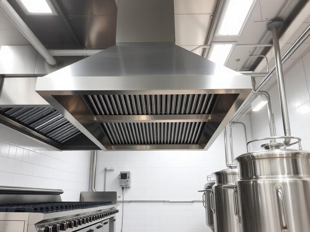 Commercial exhaust hood and gas burners