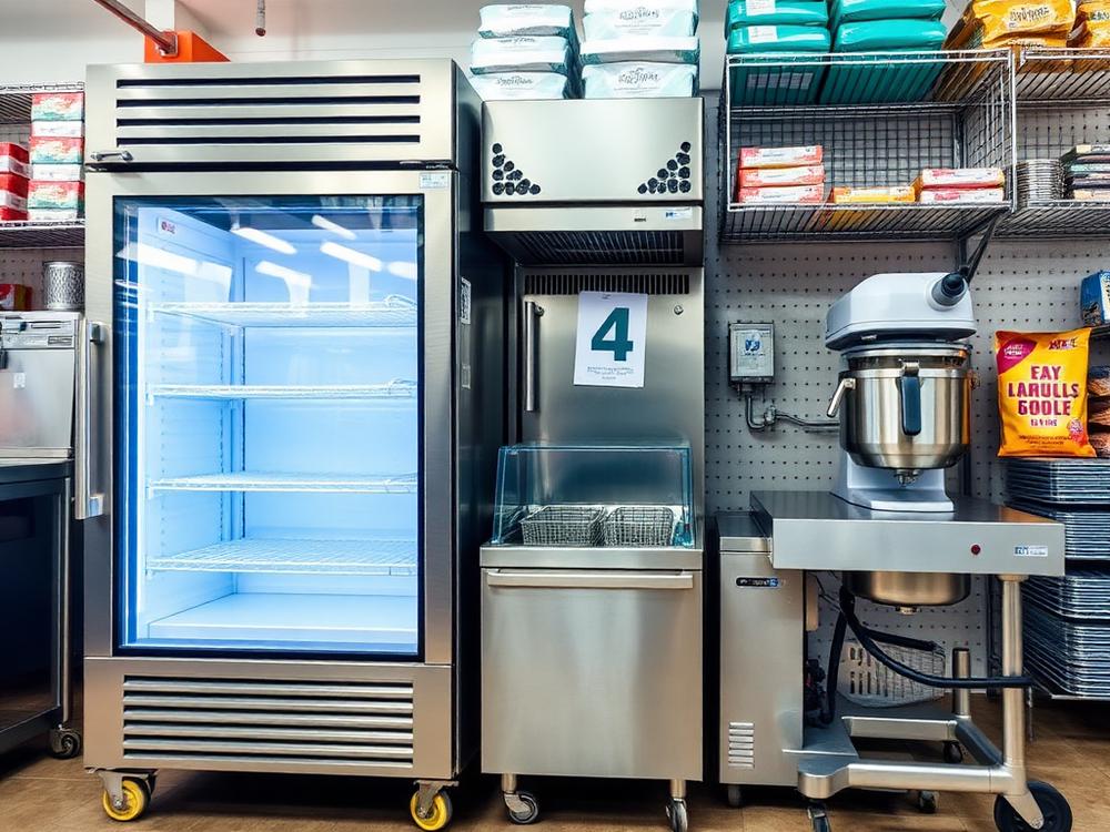 Refrigerator, fryer and dough mixer equipment